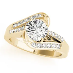 14K Yellow Gold Round Brilliant Diamond Bypass Engagement Ring With Pave And Channel Set Diamond Accents (1.25ctw)