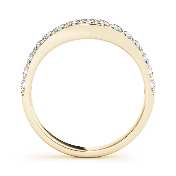 14K Yellow Gold Round Brilliant Diamond Curved Wedding Ring (.25ctw)
