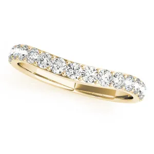 14K Yellow Gold Round Brilliant Diamond Curved Wedding Ring (.25ctw)