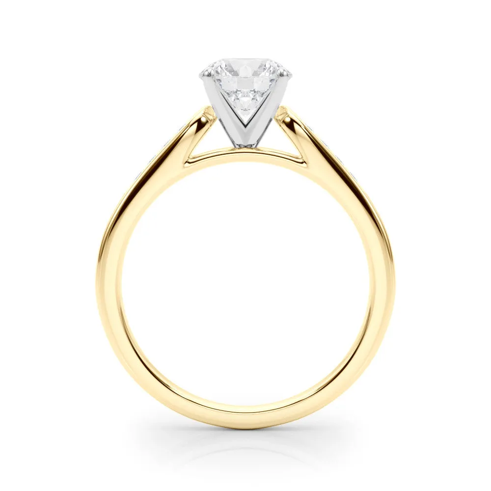 14K Yellow Gold Round Brilliant Diamond Engagement Ring With Channel Diamond Accents (1.07ctw)