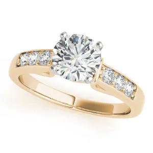 14K Yellow Gold Round Brilliant Diamond Engagement Ring With Channel Set Accents (1.25ctw)