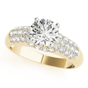 14K Yellow Gold Round Brilliant Diamond Engagement Ring With Micro Pave Accents (1.50ctw)