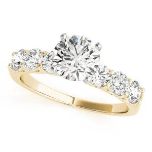 14K Yellow Gold Round Brilliant Diamond Engagement Ring With Prong Set Diamond Accents (1.25ctw)
