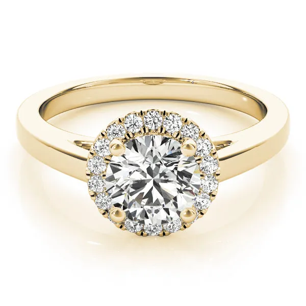 14K Yellow Gold Round Brilliant Diamond Halo Engagement Ring (1.10ctw)