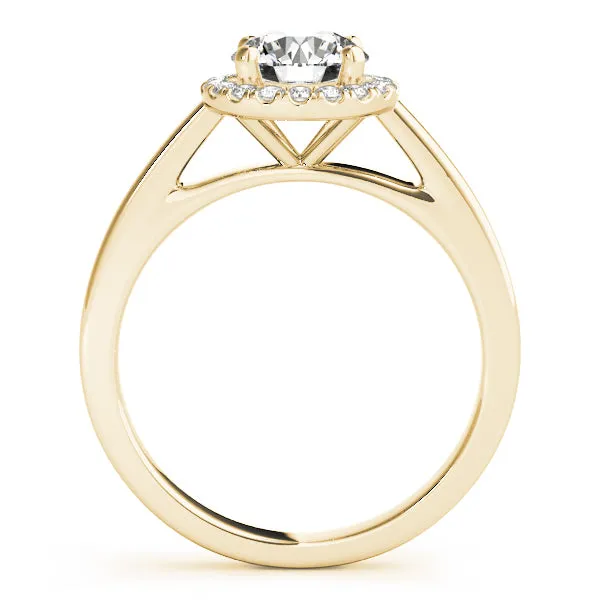 14K Yellow Gold Round Brilliant Diamond Halo Engagement Ring (1.10ctw)