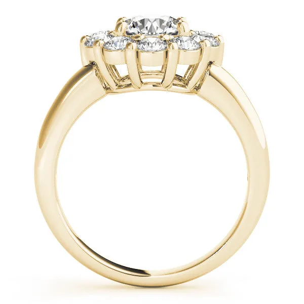 14K Yellow Gold Round Brilliant Diamond Halo Engagement Ring (2ctw)
