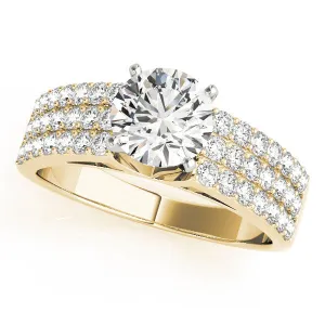 14K Yellow Gold Round Brilliant Diamond Multi-Row Engagement Ring With Pave Accents (1.38ctw)