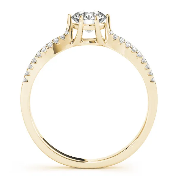 14K Yellow Gold Round Brilliant Diamond Pave Split Shank Engagement Ring (1.20ctw)