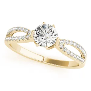 14K Yellow Gold Round Brilliant Diamond Pave Split Shank Engagement Ring (1.20ctw)