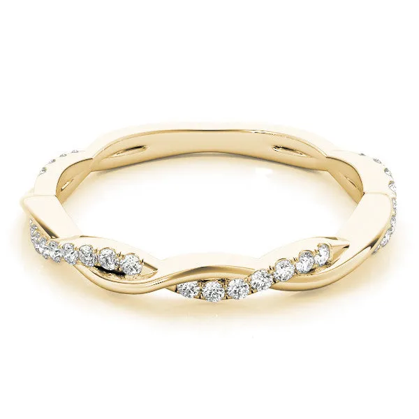 14K Yellow Gold Round Brilliant Diamond Pave Twisted Wedding Ring (.20ctw)