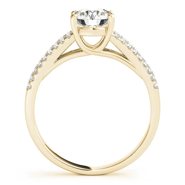 14K Yellow Gold Round Brilliant Diamond Split Shank Pave Accented Engagement Ring (1.15ctw)