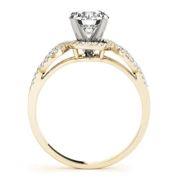 14K Yellow Gold Round Brilliant Diamond Split Shank Twist Engagement Ring With Pave Accents (1.25ctw)