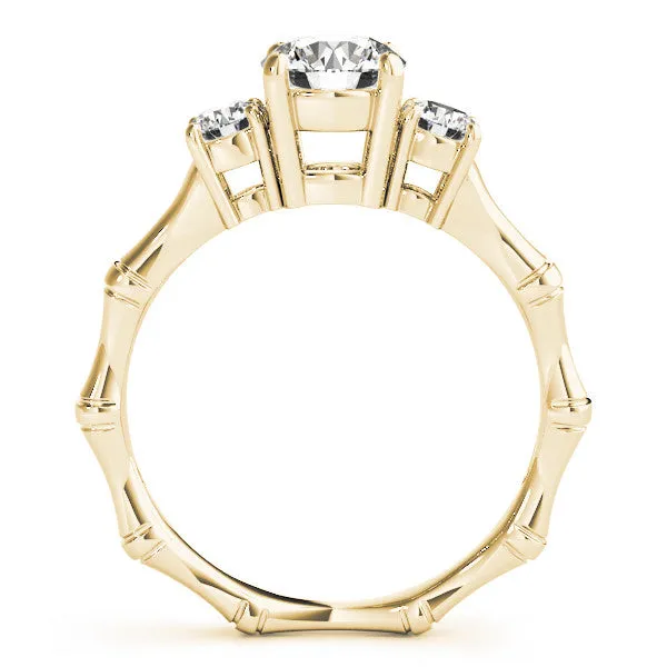 14K Yellow Gold Round Brilliant Diamond Three Stone Engagement Ring (1.25ctw)