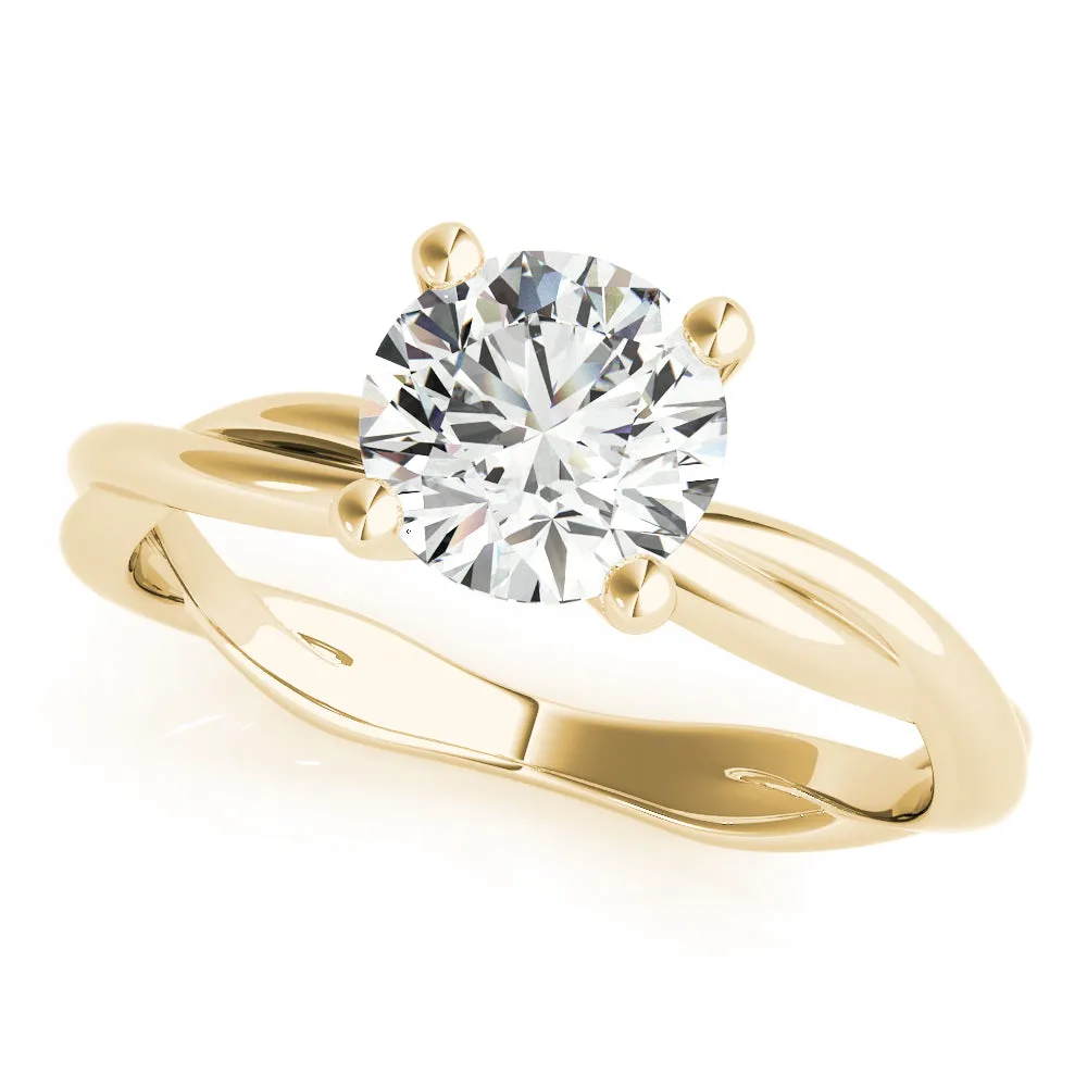 14K Yellow Gold Round Brilliant Diamond Twisted Shank Engagement Ring (1ct)