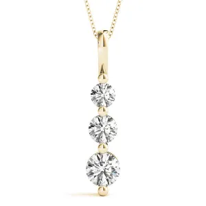 14K Yellow Gold Round Brilliant Graduated Three Diamond Pendant (.25ctw)
