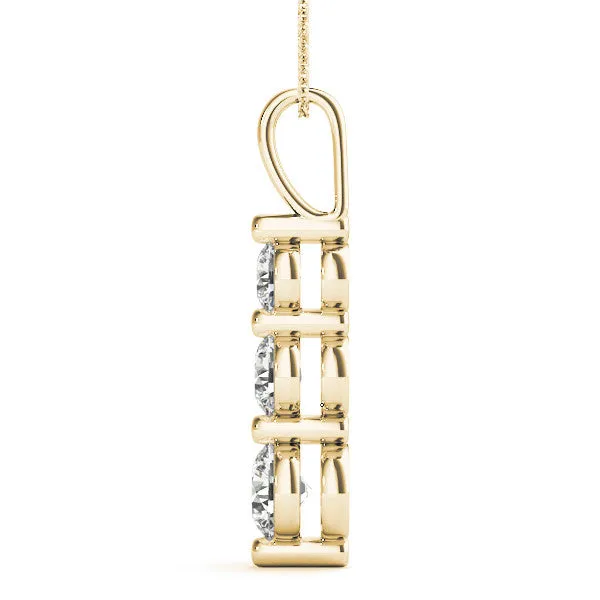 14K Yellow Gold Round Brilliant Graduated Three Diamond Pendant (.25ctw)