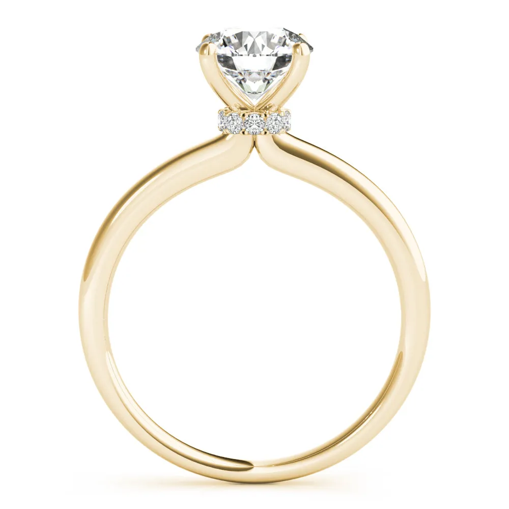 14K Yellow Gold Round Brilliant Hidden Halo Closed Gallery Diamond Engagement Ring (1.10ctw)
