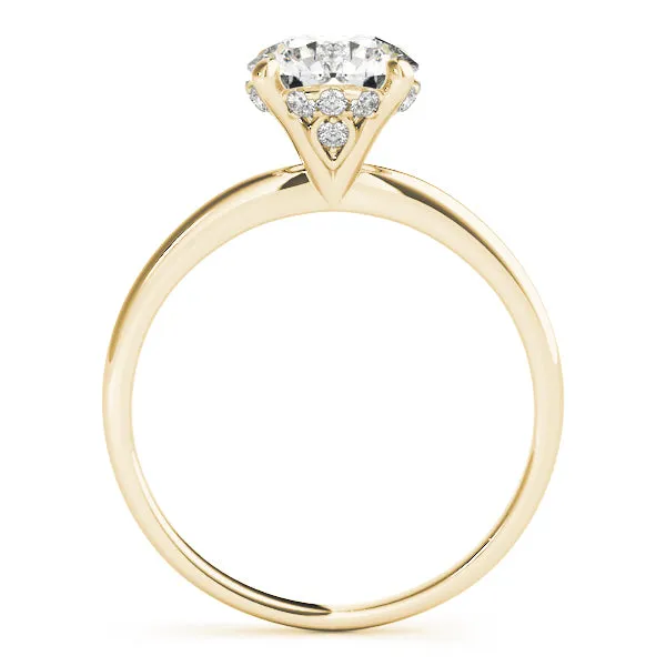 14K Yellow Gold Round Brilliant Hidden Halo With Peek-a-boo Diamonds Engagement Ring