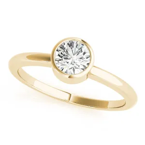 14K Yellow Gold Round Brilliant Low Bezel Set Diamond Engagement Ring (1ct)