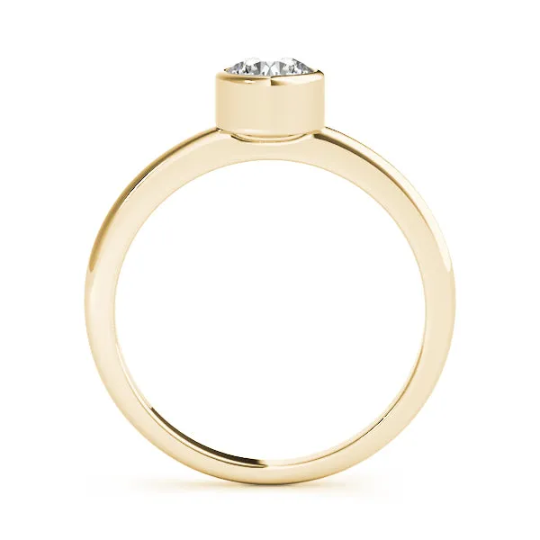 14K Yellow Gold Round Brilliant Low Bezel Set Diamond Engagement Ring (1ct)