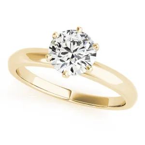 14K Yellow Gold Round Brilliant Six Prong Diamond Solitaire Engagement Ring (1ct)