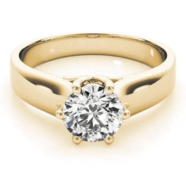 14K Yellow Gold Round Brilliant Six Prong Trellis Diamond Engagement Ring (1ct)
