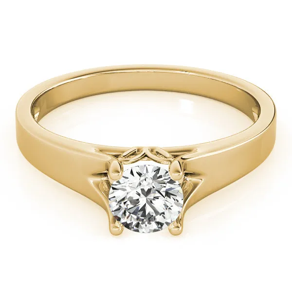 14K Yellow Gold Round Brilliant Split Shank Solitaire Engagement Ring