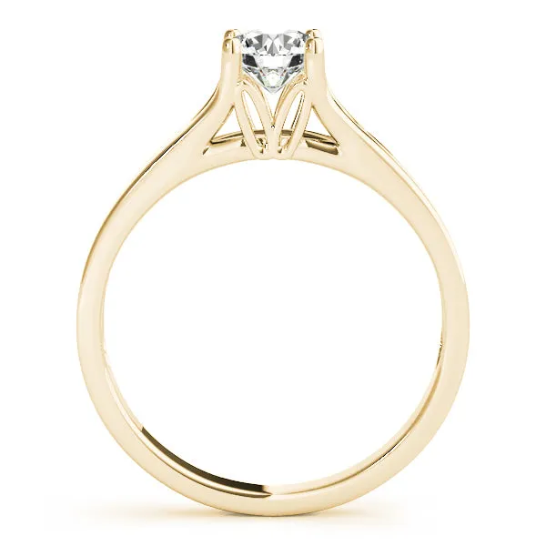 14K Yellow Gold Round Brilliant Split Shank Solitaire Engagement Ring