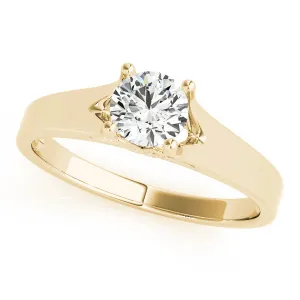 14K Yellow Gold Round Brilliant Split Shank Solitaire Engagement Ring