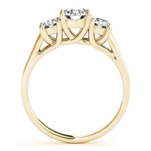14K Yellow Gold Round Brilliant Three Diamond Trellis Engagement Ring