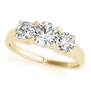 14K Yellow Gold Round Brilliant Three Diamond Trellis Engagement Ring