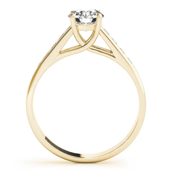 14K Yellow Gold Round Brilliant Trellis Engagement Ring With Channel Set Diamond Accents (1.12ctw)