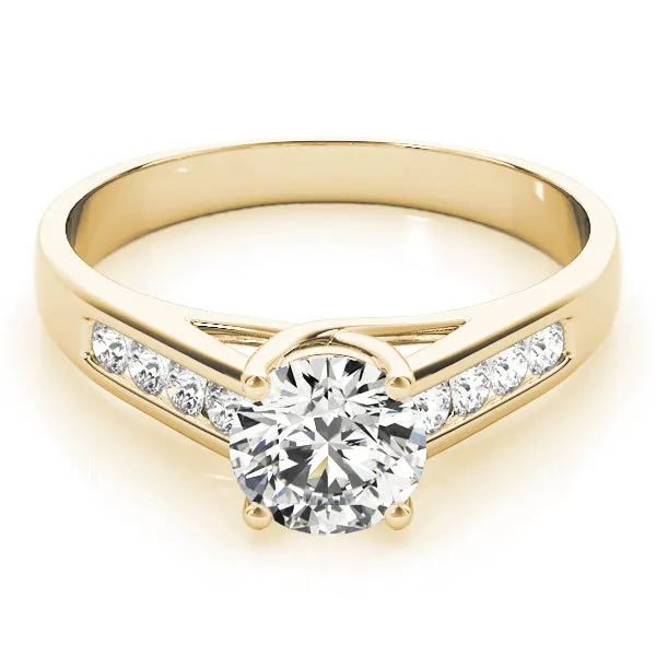 14K Yellow Gold Round Brilliant Trellis Engagement Ring With Channel Set Diamond Accents (1.12ctw)