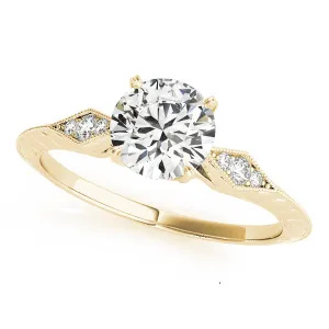 14K Yellow Gold Round Brilliant Vintage Inspired Accented Diamond Engagement Ring (1.15ctw)