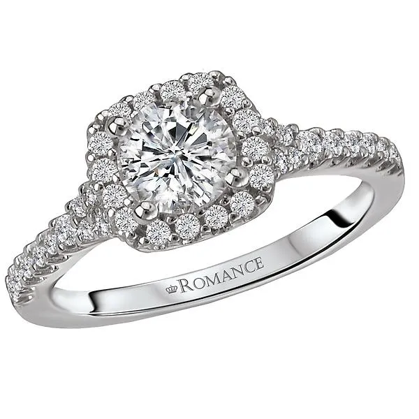 14kt White Gold Halo Semi-Mount Diamond Ring