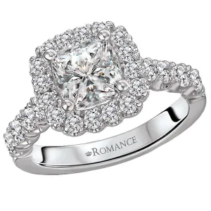 14kt White Gold Halo Semi-Mount Diamond Ring