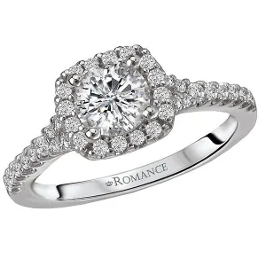 14kt White Gold Halo Semi-Mount Diamond Ring
