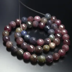 16.5 inch, 7-8mm, Multi Sapphire Faceted Round Shape Beads, Sapphire Beads