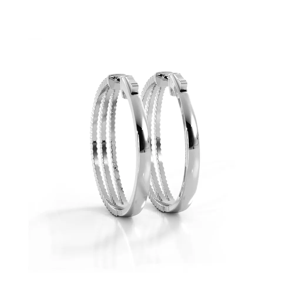 1.70 ctw. Three Separate Row Diamond Hoop Earrings
