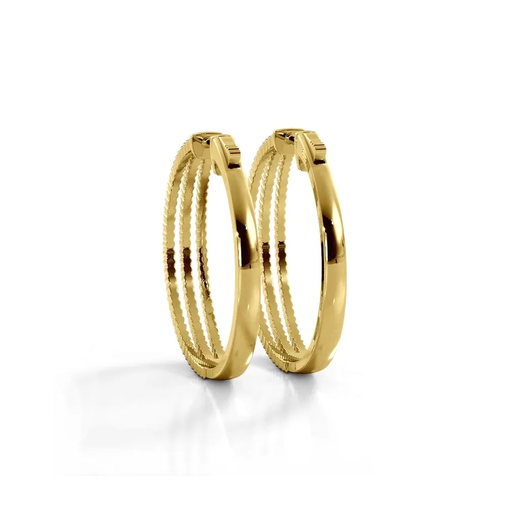 1.70 ctw. Three Separate Row Diamond Hoop Earrings