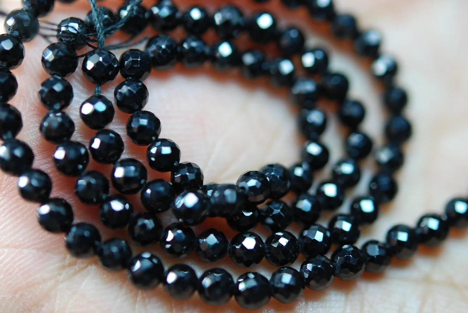 18 Inch Long Strand,Black Spinel Finest Quality Micro Faceted Round Rondells, 3mm