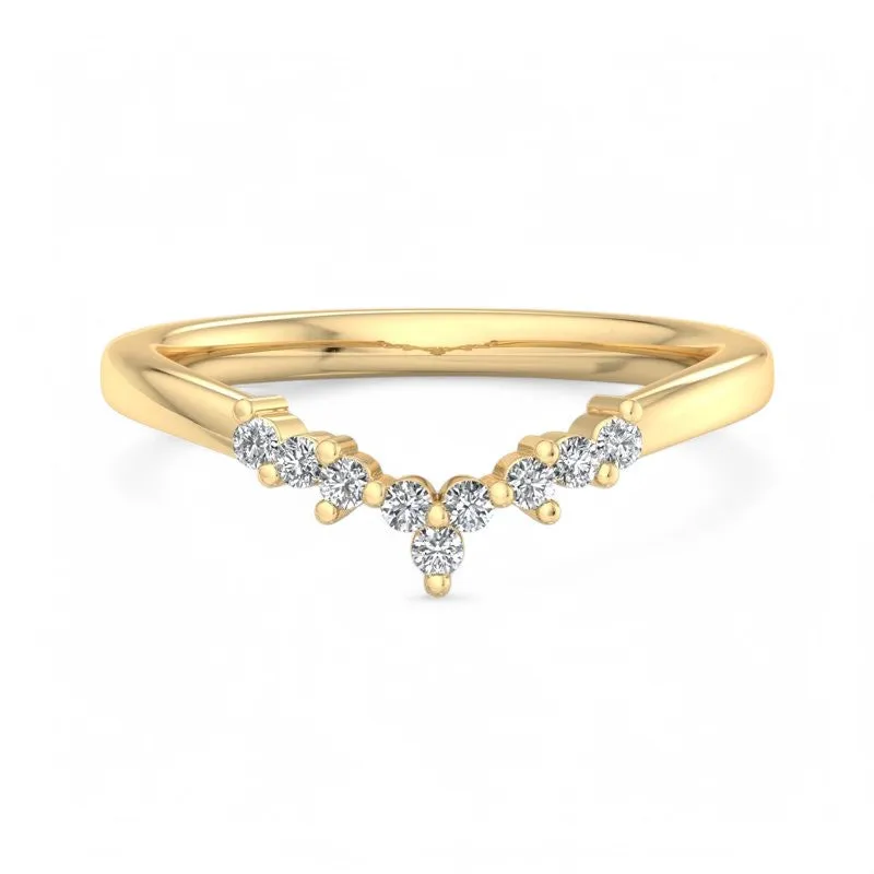 1/8Ct Lab Grown Diamond Wedding Curved Ring Women's Anniversary Band