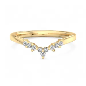 1/8Ct Lab Grown Diamond Wedding Curved Ring Women's Anniversary Band