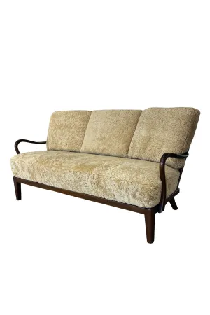 1940s Danish Settee by Alfred Christensen in Tan Shearling
