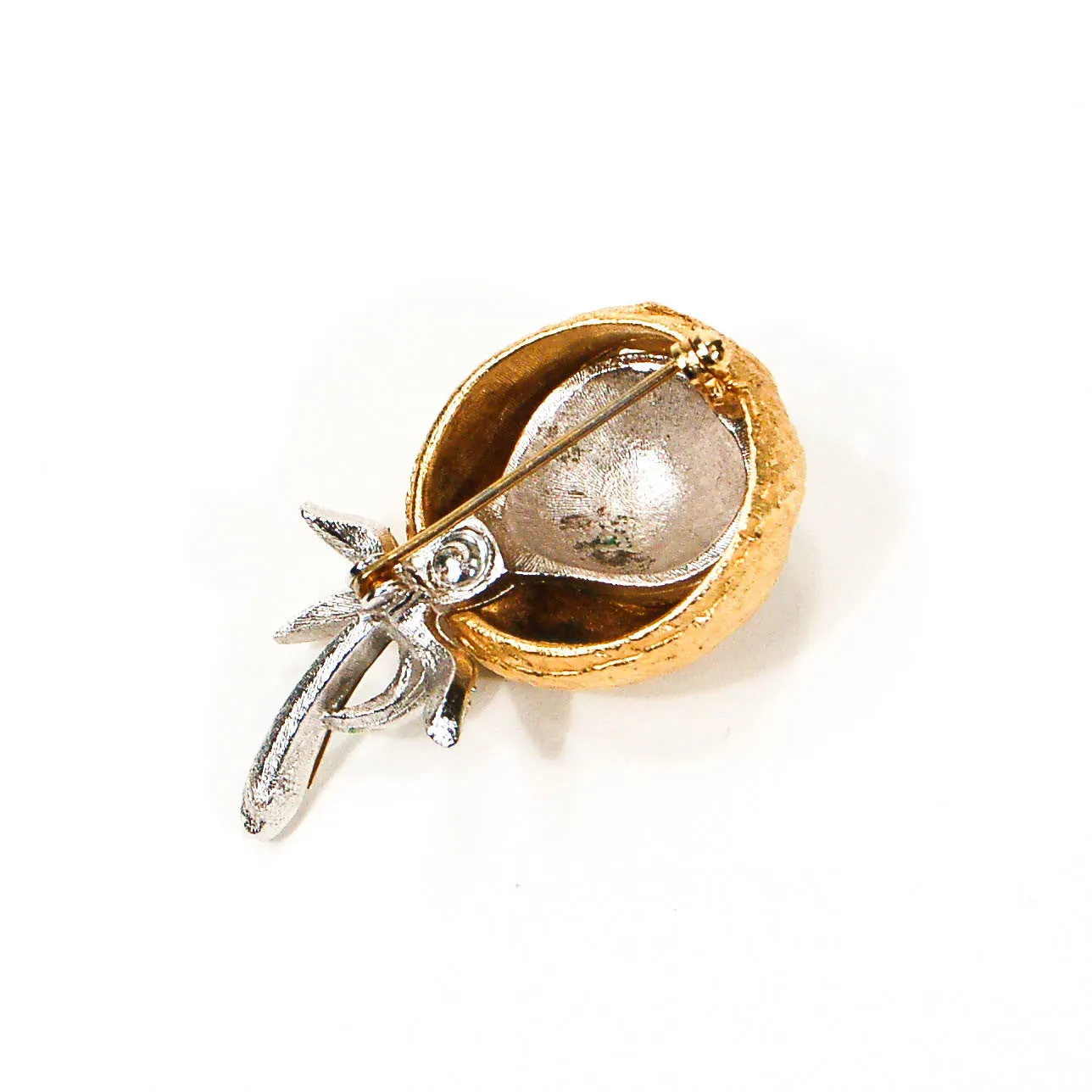 1960's Golden Thistle Brooch with Rhinestones