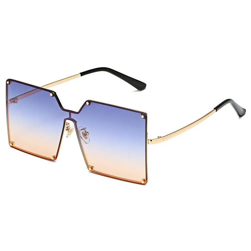 2021 Oversize Rimless Square Women Men One Piece Retro Sunglasses UV400