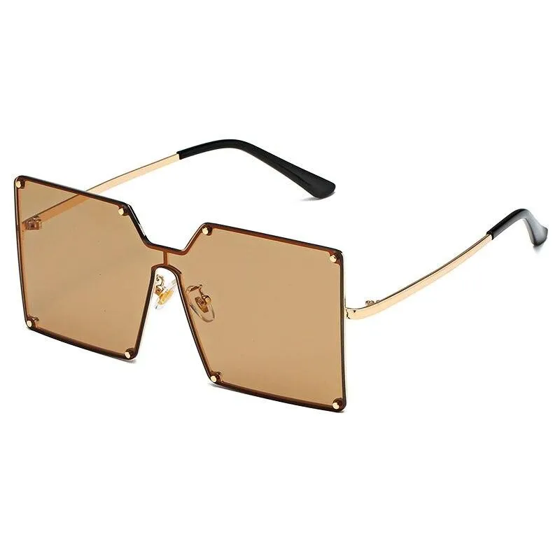 2021 Oversize Rimless Square Women Men One Piece Retro Sunglasses UV400