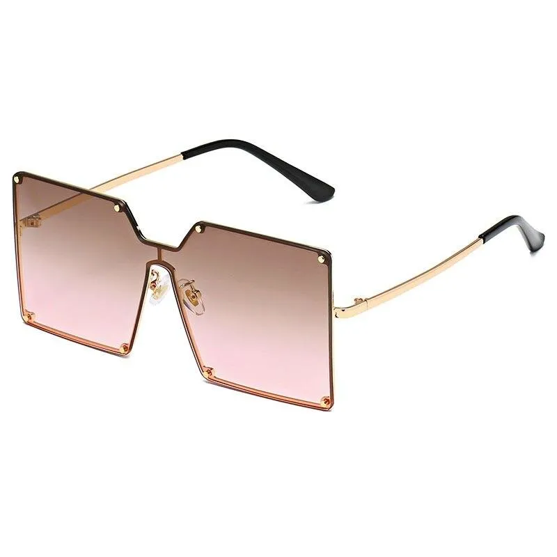 2021 Oversize Rimless Square Women Men One Piece Retro Sunglasses UV400