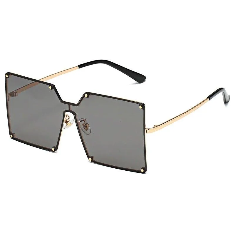 2021 Oversize Rimless Square Women Men One Piece Retro Sunglasses UV400
