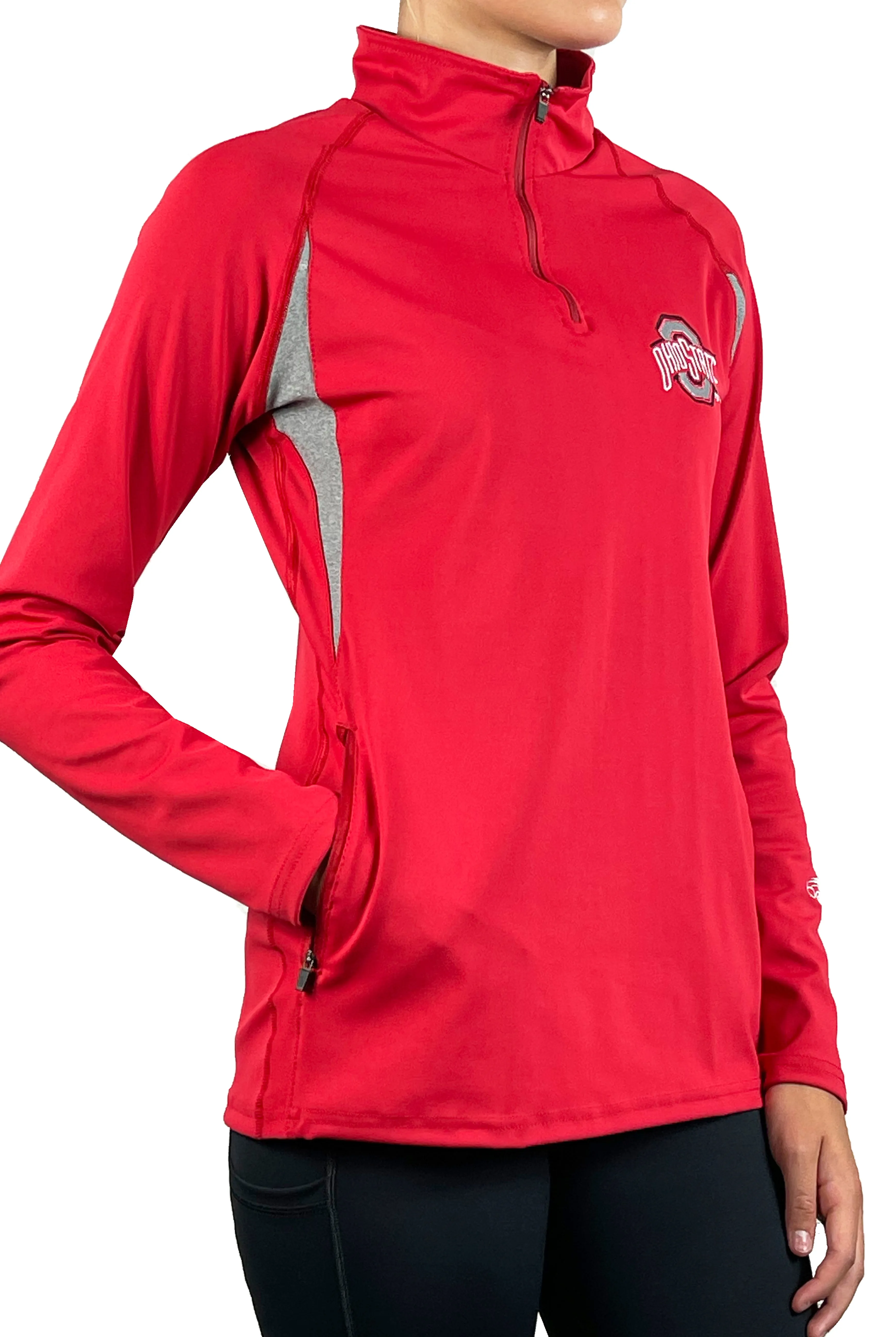 2204 - The Ohio State Athletic O Solid Red 1/4 Zip Pullover